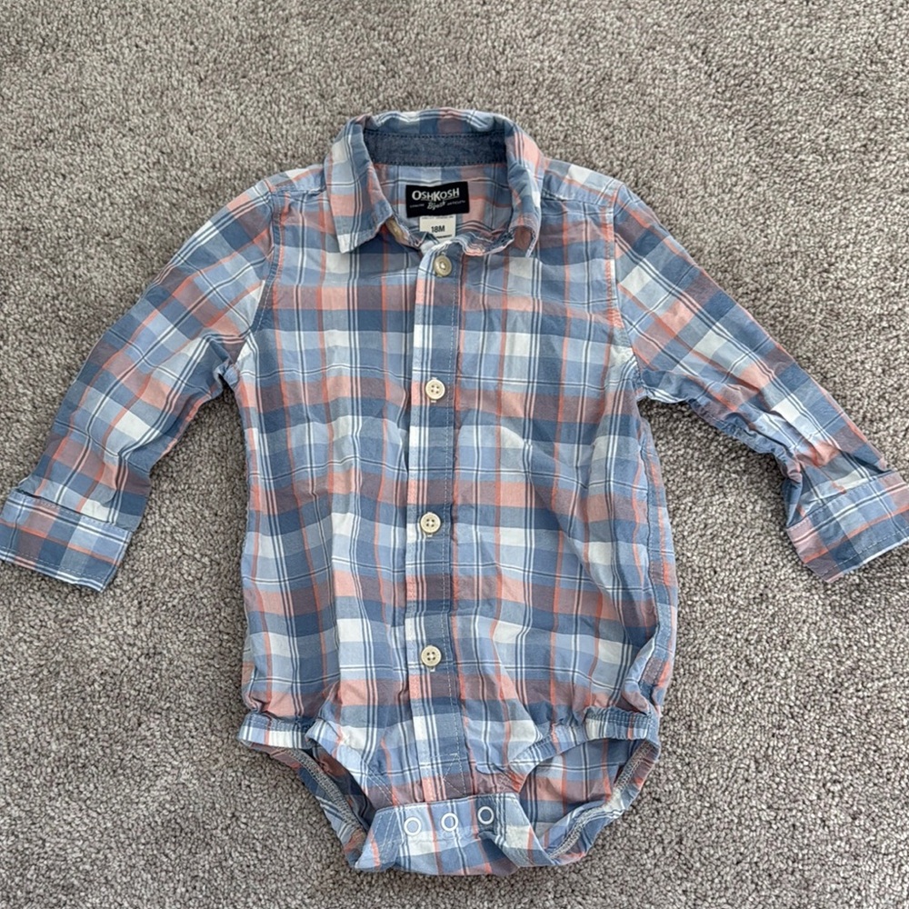 OshKosh B'gosh Blue and Pink Button Down Shirt
